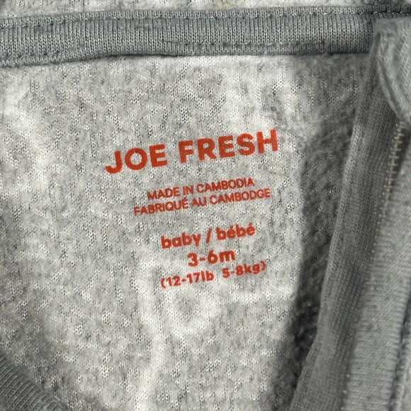 4/$20 Joe Fresh Gray Fleece Hooded Sleeper - Picture 4 of 4